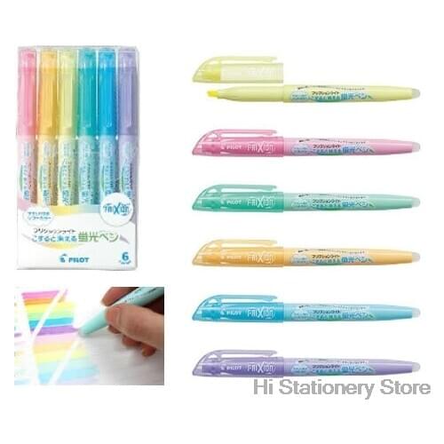 12 Pieces Pilot FriXion Light Erasable Highlighter fluorescent pen SFL-10SL 6 Soft Color Ink Erasable Writing Supplies