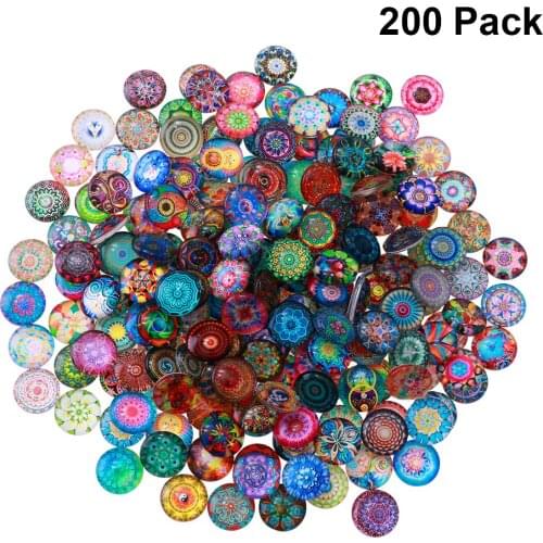 200pcs 12mm Clear Cabochons Glass Round Mixed Mosaic Tiles For Cameo Pendant Handmade Crafts Buttons for DIY Jewlery Making A35