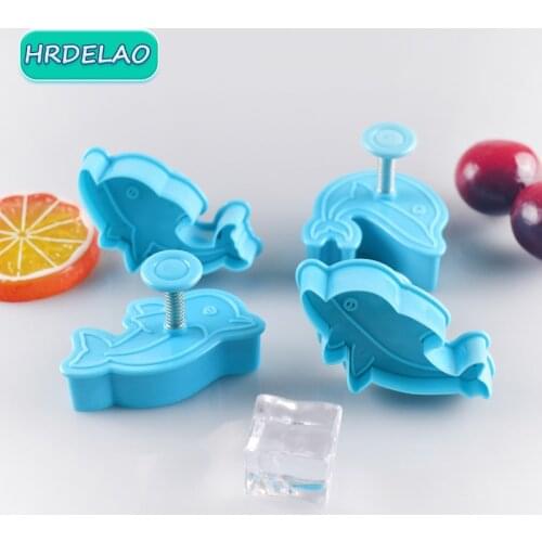 4pcs Slimes Play Dough Tools Dolphin Set Accessories Plasticine Modeling Soft Clay Kit Cutters Mold Educational toy for Children