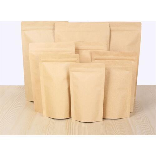 500pcs/lot Zipper Brown Kraft aluminizing pouch,Stand up kraft paper aluminium foil bag Resealable Grip seal Food Grade