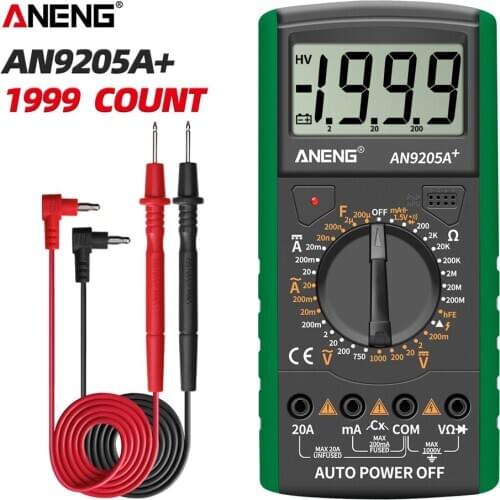 ANENG DT9205A+ Digital Multimeter 3 1/2 LCD Display 1999 Count Manual Range Universal Meter AC DC Resistance Capacitance Ammeter