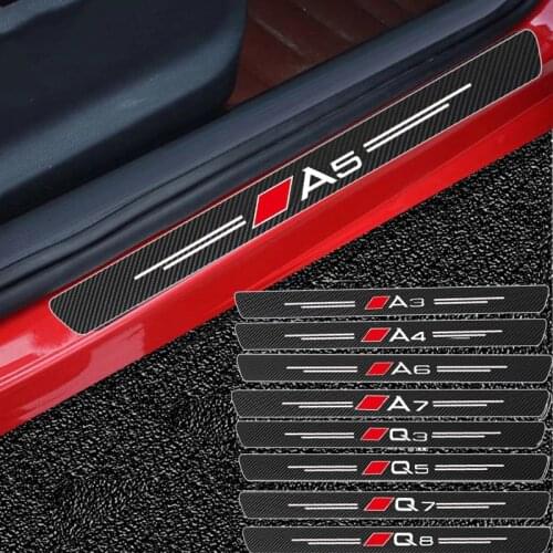 4pcs Auto Accessories Car CatBon Fiber Leather Vinyl Sticker for Audi Sline Quatrra A3 A4 A5 A6 A7 A8 Q3 Q5 Q7 A1 B5 B6 B7