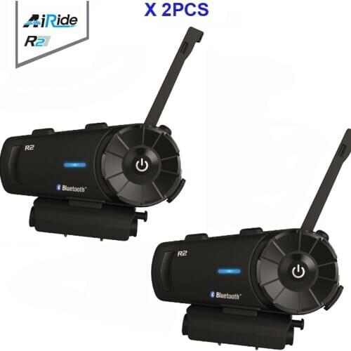 2pcs Airide R2 1000m 4 Riders Motorcycle Bluetooth Group Intercom Headset FM MP3 Handsfree Interphone for Full Face Helmet