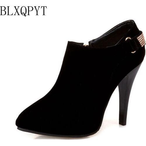 BLXQPYT 2017 New Big &small size 33-50 Women Short ankle boots Sexy high-heel pointed toe Spring Autumn Winter shoes 2-2