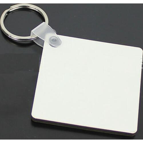 30pcs MDF Key Chain Square Wooden Hard Board Double Sided Printing Keyring Blank Keychain DIY for Men and Women