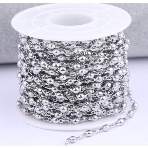 Onwear Stainless Steel Ball beaded necklace Jewelry Chain For Bracelets Making Diy Accessories Bulk