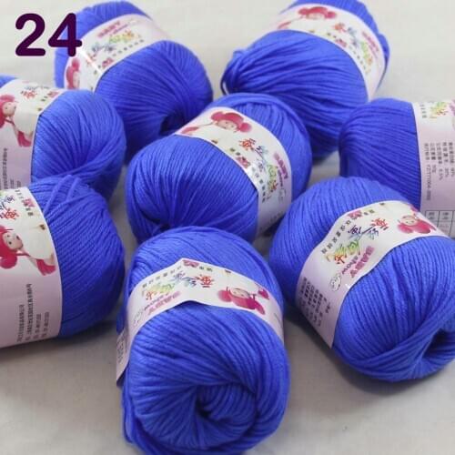 Color Optional 8 ballsX50g Cashmere Silk Velvet Children Hand Kintting Yarn Blue 18-24
