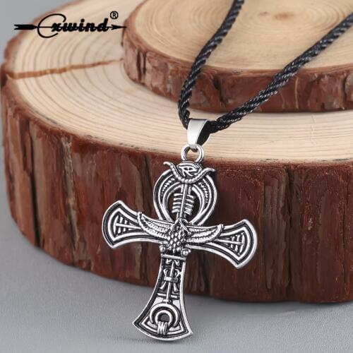 Cxwind Egyptian Ankh Cross Pendant Necklace for Woman Girl Man Gift Antique Viking Symbol Necklaces Jewelry