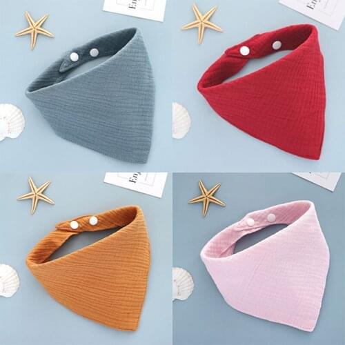 Baby Bibs Cotton Gauze Girls Boy Feeding Towel Newborn Toddler Triangle Scarf Bandana Solid Color Absorbent Stuff Accessories