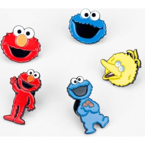 Sesame street elmo cookie monster metal anime cartoon brooch brooches lapel pin enamel breast pins unisex fashion gift new