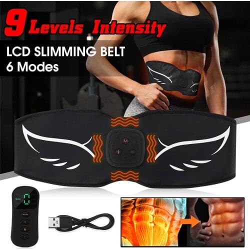 EMS Fitness Trainer Belt Waist Support Abdominal Muscle Stimulator Slimming Belt Unisex USB Recharge Home Muscle Training Device