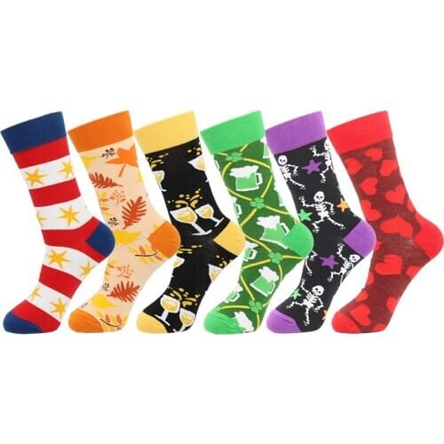 Colorful Mens Socks Harajuku Colorful Happy Funny Creative beer pattern Printed Cotton Sock Christmas Gift
