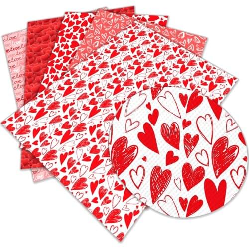 Valentines Day Love Pattern Artificial Leather Cross Pattern DIY Sewing Material 22x30cm
