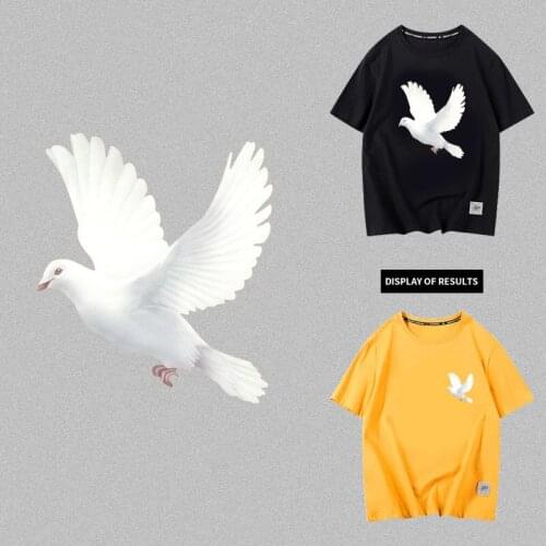 Cute animal white peace dove Heat transfer stickers used on clothes vinyl stickers wholesale and retail for children