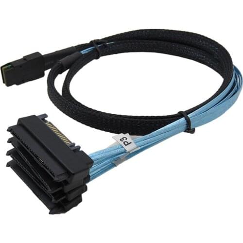 Mini SAS 36Pin SFF 8087 To 4 SAS 29P SFF-8482 With SATA Power Connector Hard Drive Splitter Cord Wire Line 100cm