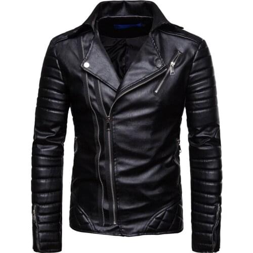 2021foreign trade European and American mens mens leather jacket mens youth stand collar punk mens motorcycle leather jacket