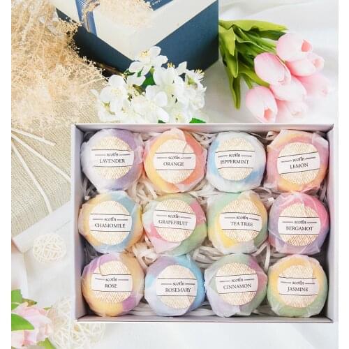 12 Packs Mixed Color Handmade Bath Salt Set Women Spa Bath Bomb 70g