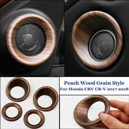 4Pcs Peach Wood Grain Door Speaker Panel Cover Trim Fit for Honda CRV CR-V 2017-2019