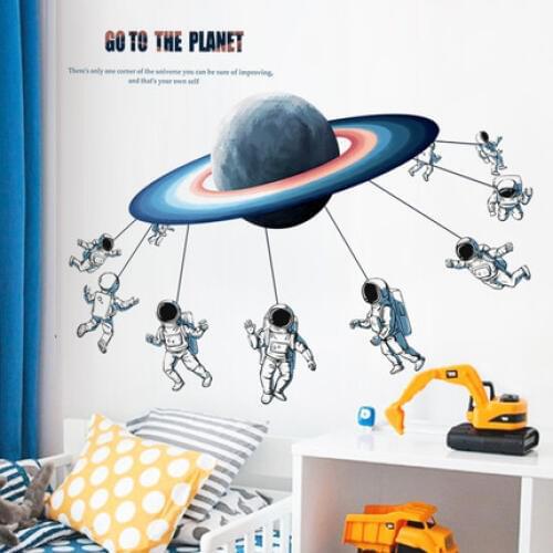 Go To The Planet Wall Sticker Galaxy Posters Boys'Bedroom Wall Decor School Class Dormitory Room Decoration Wallpaper Stickers