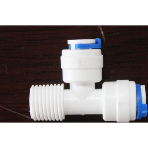 1/4" BSP Male Thread 1/4" OD Tube 1/4" OD Tube Quick Fitting Tee Type Quick Connection RO Water Connector Aquarium Water Filter