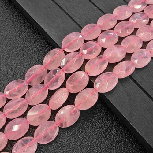 Natural Oval Pink Madagascar Rose Quartzs Beads Faceted DIY Loose Beads For Jewelry Making Beads Accessories15'' Women Gift