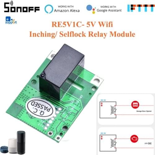 Sonoff RE5V1C 5V DC Dry Contact Inching Selflock Module Switch,Smart Home Automation,Support eWelink APP Alexa Google Home IFTTT