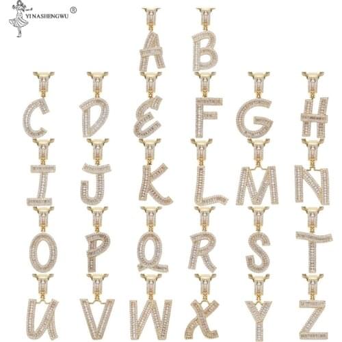 Fashion 26 Alphabet Pendant Charms From A-Z Micro Pave Zircon Initial Letter Couple Hip hop Rapper Necklace Jewelry Accessories