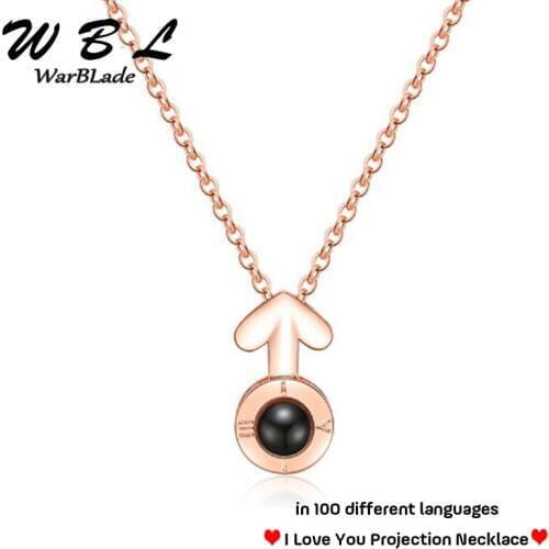 100 Languages I love you Rose Gold & Silver Projection Pendant Necklace Personality Love Story Movable Necklaces Dropshipping