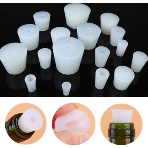 Home Brew Wine Stoppers Silicone Plug With 8mm Hole For Airlock Valve Bubbler Fermentation Exhaust Valve Silicone Rubber Plug