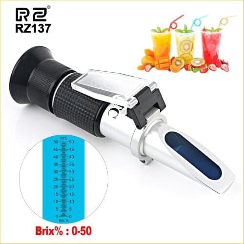 RZ Brix Refractometer 0~50% Sugar Food Beverages ATC Concentration RZ137 Saccharimeter Meter Tool Test Handheld