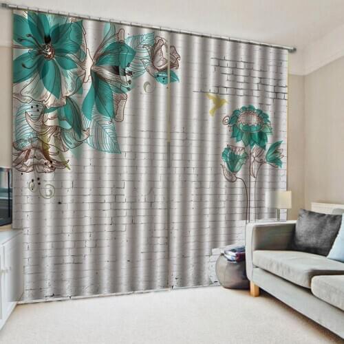 New high quality grey brick sunflower blackout curtains 3d curtains new window balcony thickened windshield blackout curtains