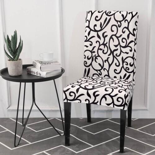 Nordic Floral Print Dinner Chair Cover Elastic Spandex Polyester Stretch Wedding Banquet Seat Case Slipcovers