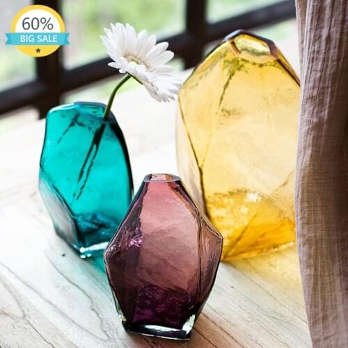 Glass Modern Fashion Tabletop Nordic Vase Simple Narrow Mouth Creative Flower Pot Small Vaso Decorativo Home Decoration AH50VS