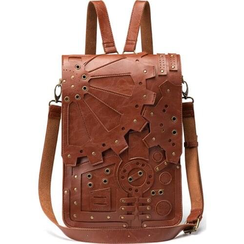 Steampunk Retro Shoulder Bag Women Backpack 2021 New High Quality Pu Leather Multifunctional Fashion Female Schoolbag Sac A Dos