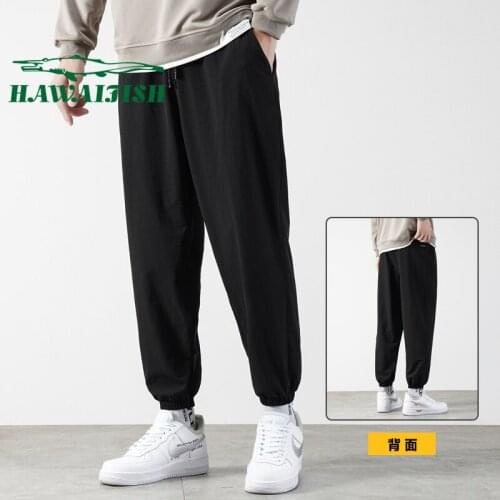 2021 spring casual trousers mens loose leggings pants youth sports nine-point pants simple solid color trousers