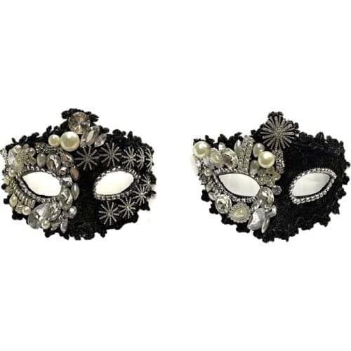 Handmade Vintage Party Eye Mask Crystals Pearls Masquerade Ball Carnival Sexy Fancy Dress Princess Mask for Halloween Party