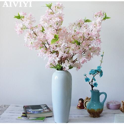 Foreign trade excellent product artificial lilac flower bridal bouquet cherry blossom silk fake flower wedding DIY home deco