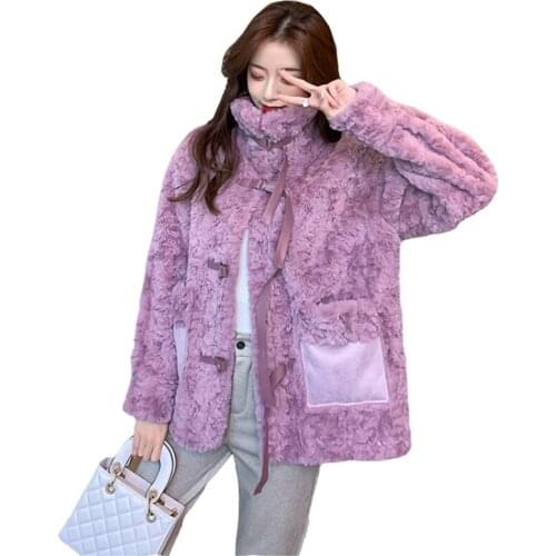Autumn Winter Thick Cotton Coat Outerwear Woman 2021 NEW Loose Warm Lamb Wool Short Parkera Jacket Fur One Cotton clothes Jacket