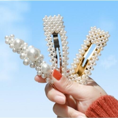 2019 Korea Pearl Barrettes for Women Ladies Elegant Jewelry Hairgrips Valentines Day Hair Pins Hair Accessories
