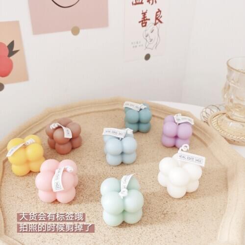 1pcs Soy Wax Candle Little Cube Geometry Pure Soybean Scented Candle Smokeless Oil Aromatherapy Candle for Wedding Home Deco