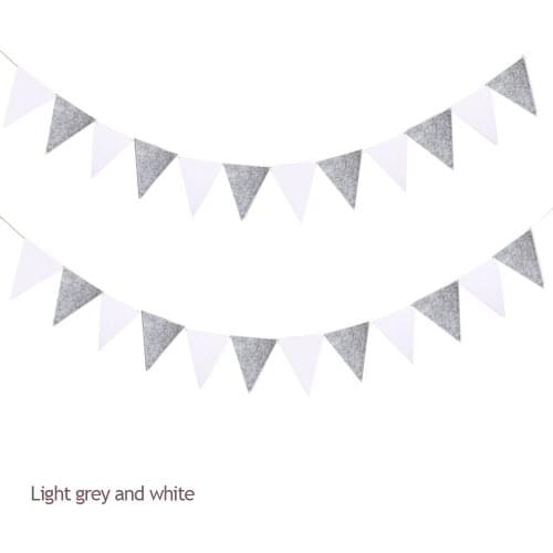12/18 Flags Grey White Pennant Fabric Banner Flags Party Decorations Kids Garland Baby Bunting Room Decoration Photography Props