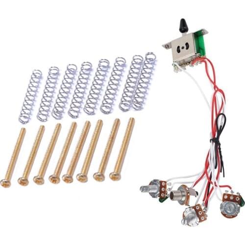 1x Pots for Strat Guitar PreWired 1 Volume 2 Tone Control & 8 Pcs M2.5X32MM Guitar Humbucker Pickups Screw and Spring