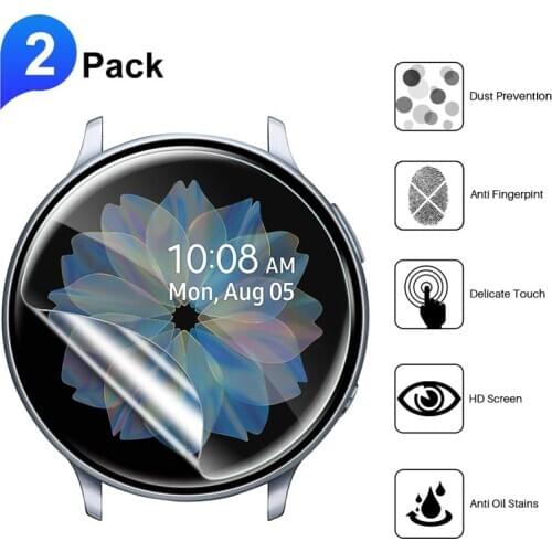 2pcs Ultra-thin Protective Film for Samsung Watch Active 2 40mm 44mm HD Anti-Bubble Soft Round Edge Full Screen Protector Cover