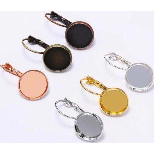 10pcs Classic Color Series French Lever Back Women Earrings Blank/Base,Fit 10 12 14 16 18 20 25MM Glass Cabochons Buttons Bezels