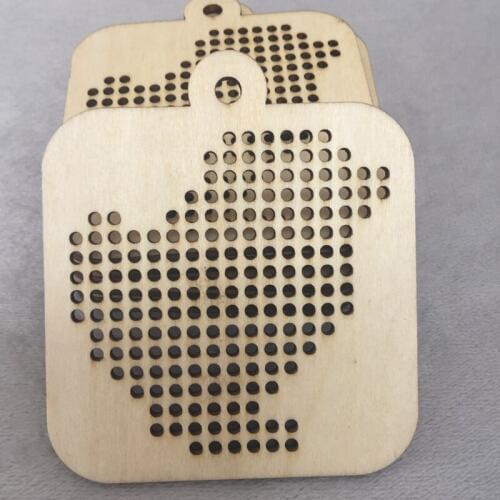 50 pcs DIY wood ornament Cross Stitch Charm Pendant 80mm chick design