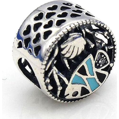 Authentic 925 Sterling Silver Charm Cute Fish Glaze Crystal Beads For Original Pandora Charm Bracelets & Bangles Jewelry