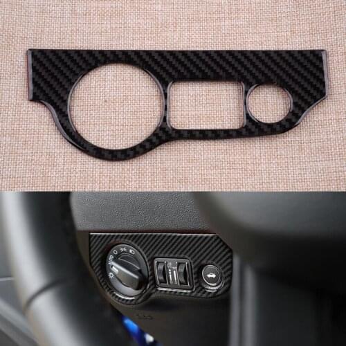 Car Black Carbon Fiber Headlight Switch Panel Cover Trim Sticker LHD Fit For Dodge Charger Challenger 2015 2016 2017 2018 2019