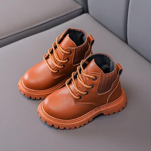 Children Maritn Boots 2021 New Autumn Winter Shoes Boys Girls Waterproof Non-slip Ankle Boots Kids Leather Boots