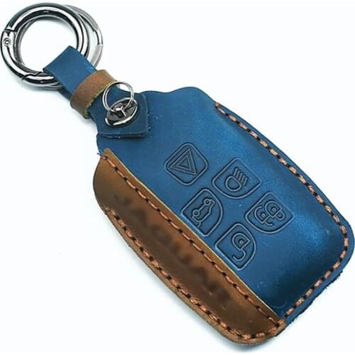 Genuine Leather Car Key Case Cover For Land Rover-Range Rover 5 mad horse leather car key cover For Jaguar-E-Pace Protector Case