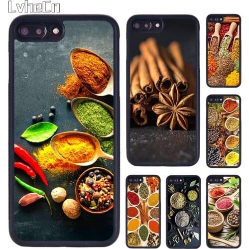 LvheCn Cooking Chef Spices Seasoning Phone Case For iPhone 5 SE 6s 7 8 Plus 11 12 Pro X XR XS Max Samsung galaxy S8 S9 S10 Cover